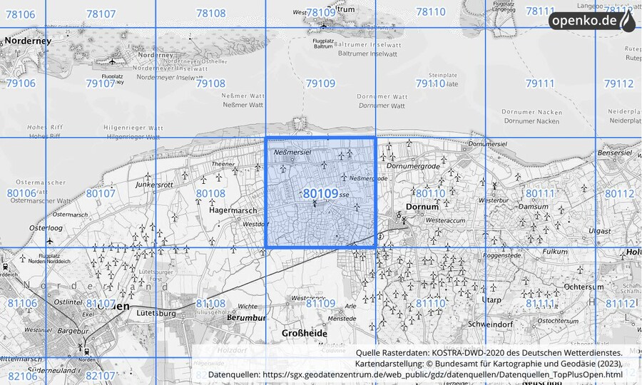 KOSTRA-DWD-2020 Rasterfeld Nr. 80109