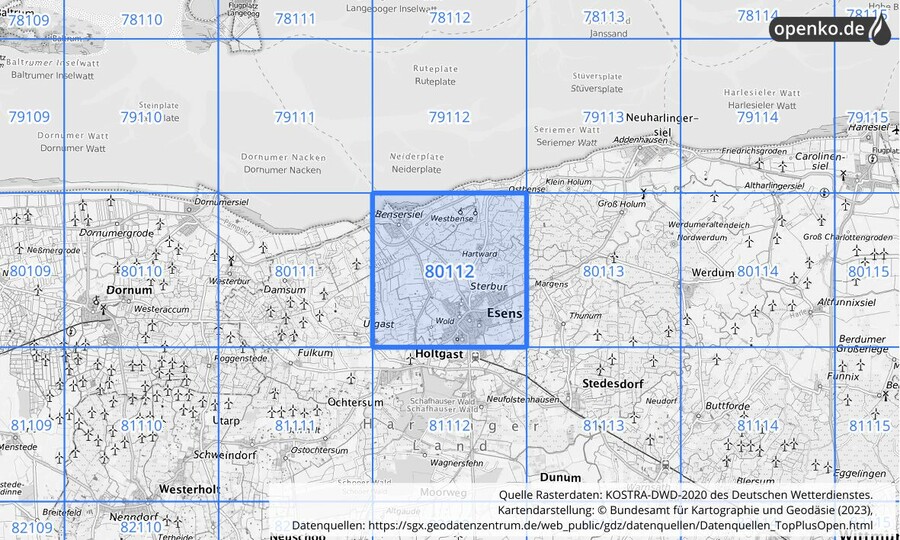 KOSTRA-DWD-2020 Rasterfeld Nr. 80112