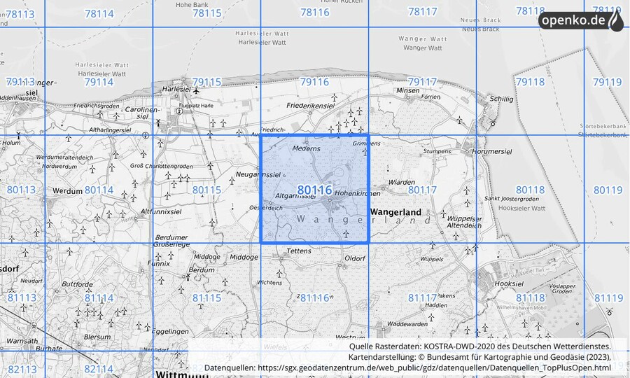 KOSTRA-DWD-2020 Rasterfeld Nr. 80116