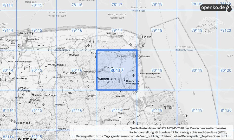 KOSTRA-DWD-2020 Rasterfeld Nr. 80117