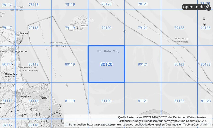 KOSTRA-DWD-2020 Rasterfeld Nr. 80120