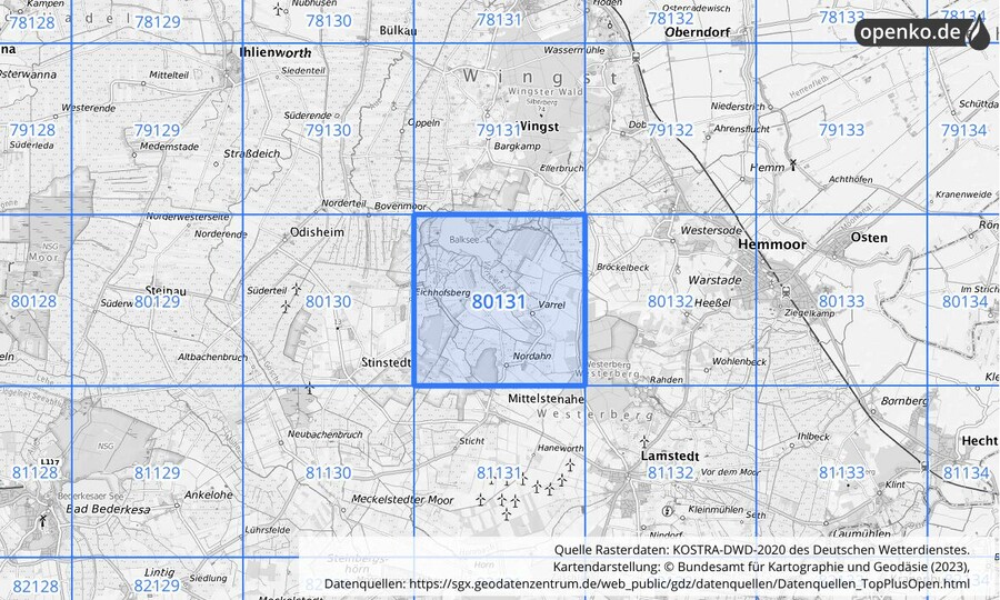 KOSTRA-DWD-2020 Rasterfeld Nr. 80131