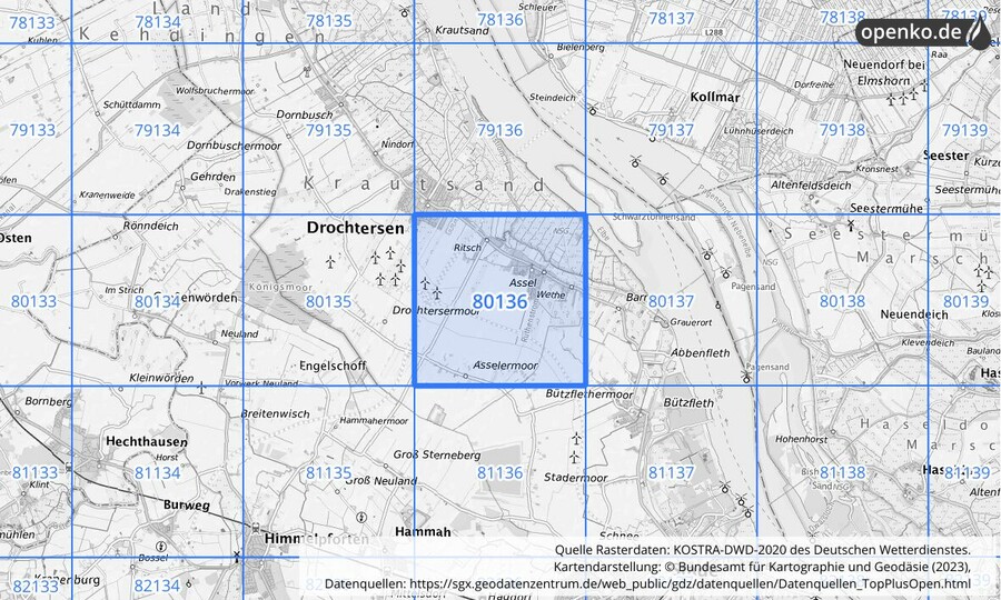 KOSTRA-DWD-2020 Rasterfeld Nr. 80136