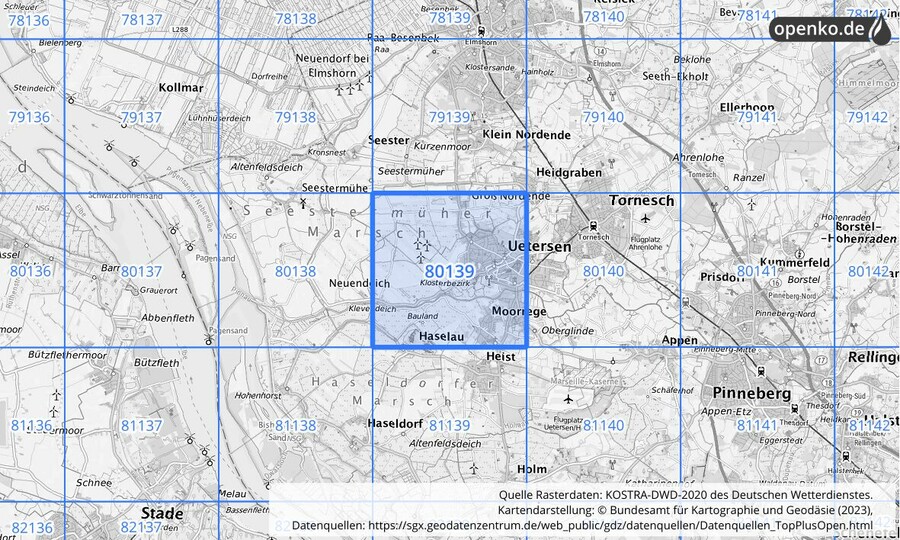 KOSTRA-DWD-2020 Rasterfeld Nr. 80139