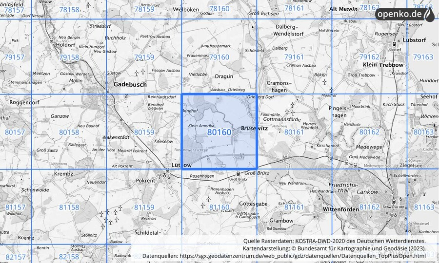 KOSTRA-DWD-2020 Rasterfeld Nr. 80160