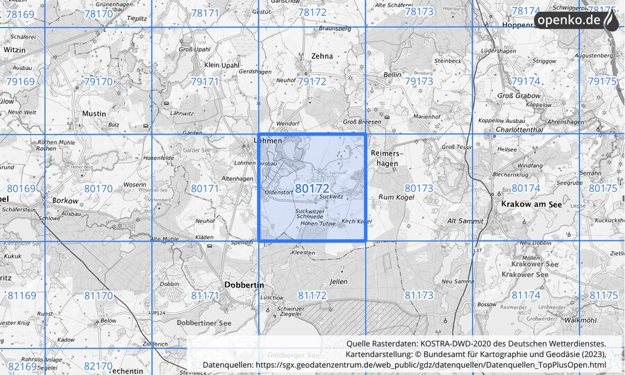 KOSTRA-DWD-2020 Rasterfeld Nr. 80172