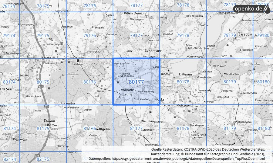 KOSTRA-DWD-2020 Rasterfeld Nr. 80177