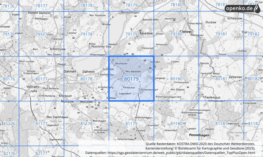 KOSTRA-DWD-2020 Rasterfeld Nr. 80179