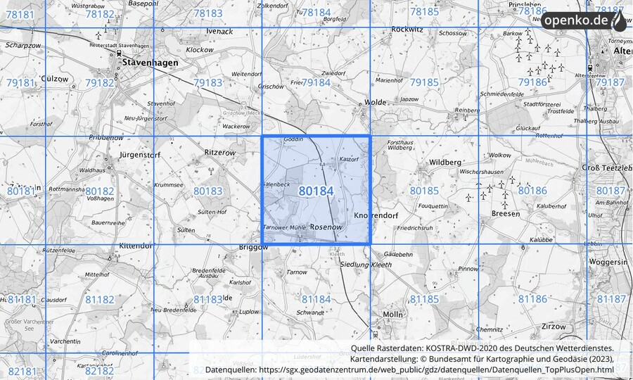 KOSTRA-DWD-2020 Rasterfeld Nr. 80184