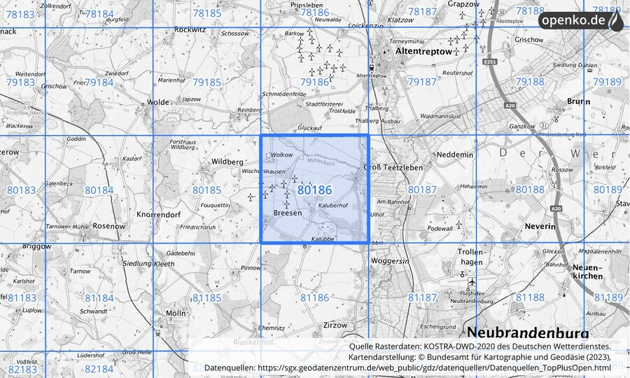 KOSTRA-DWD-2020 Rasterfeld Nr. 80186