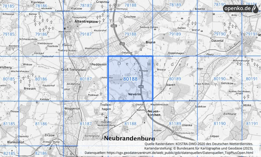 KOSTRA-DWD-2020 Rasterfeld Nr. 80188