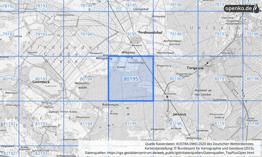 KOSTRA-DWD-2020 Rasterfeld Nr. 80195