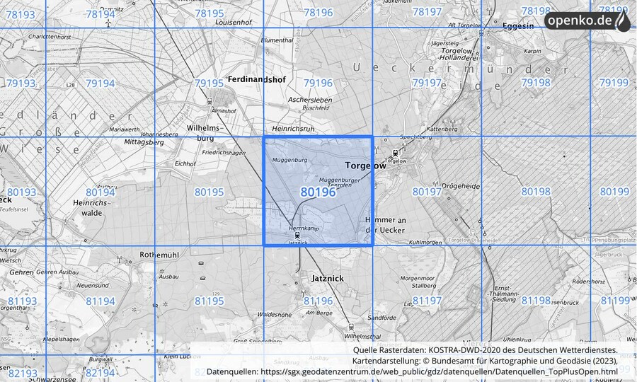 KOSTRA-DWD-2020 Rasterfeld Nr. 80196