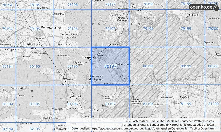 KOSTRA-DWD-2020 Rasterfeld Nr. 80197