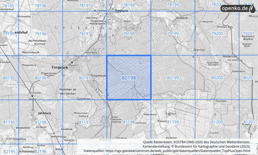 KOSTRA-DWD-2020 Rasterfeld Nr. 80198