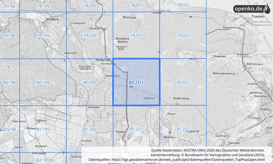 KOSTRA-DWD-2020 Rasterfeld Nr. 80201