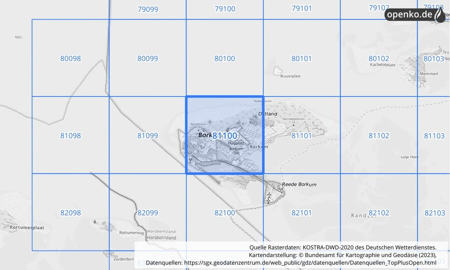 KOSTRA-DWD-2020 Rasterfeld Nr. 81100