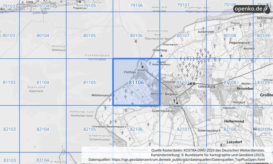 KOSTRA-DWD-2020 Rasterfeld Nr. 81106