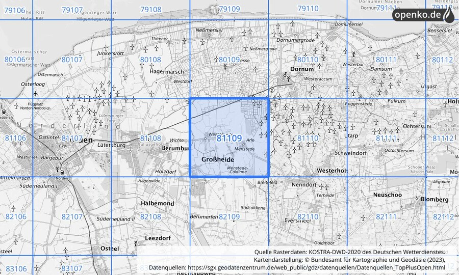 KOSTRA-DWD-2020 Rasterfeld Nr. 81109