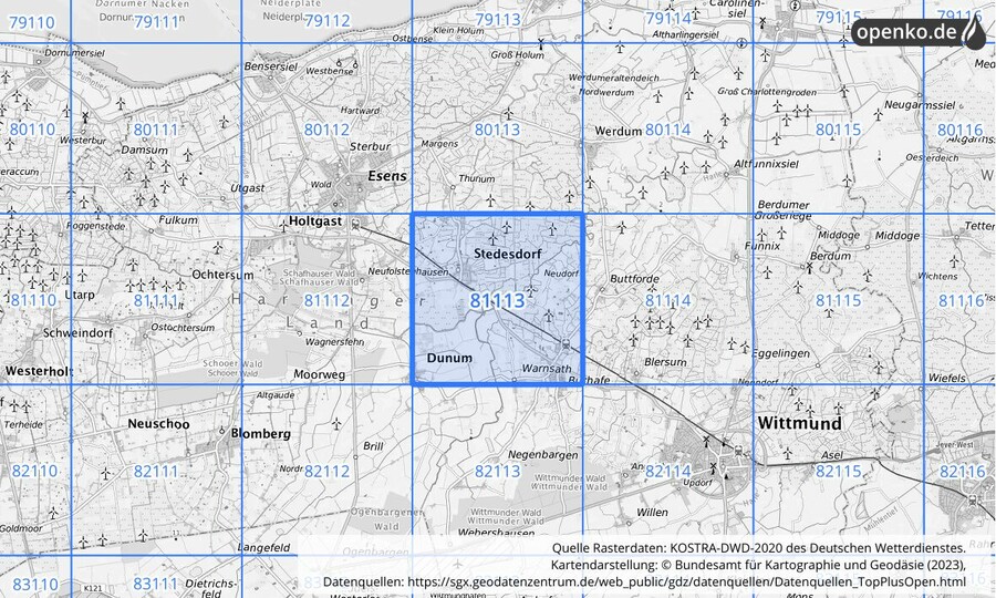 KOSTRA-DWD-2020 Rasterfeld Nr. 81113