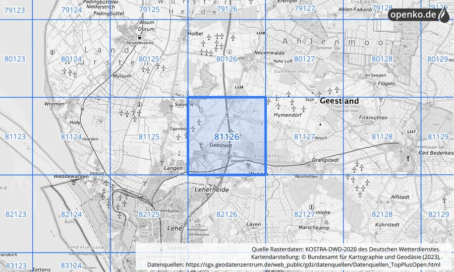 KOSTRA-DWD-2020 Rasterfeld Nr. 81126