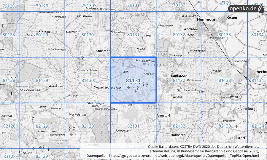 KOSTRA-DWD-2020 Rasterfeld Nr. 81131