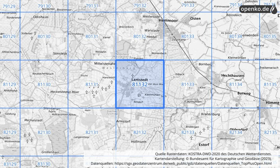 KOSTRA-DWD-2020 Rasterfeld Nr. 81132