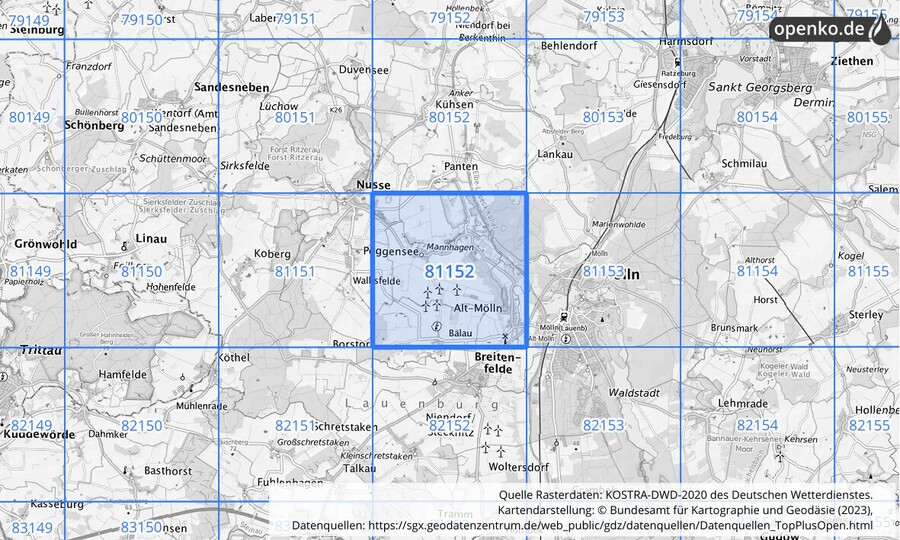 KOSTRA-DWD-2020 Rasterfeld Nr. 81152