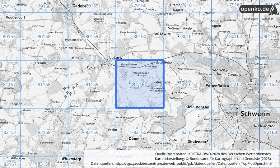 KOSTRA-DWD-2020 Rasterfeld Nr. 81160