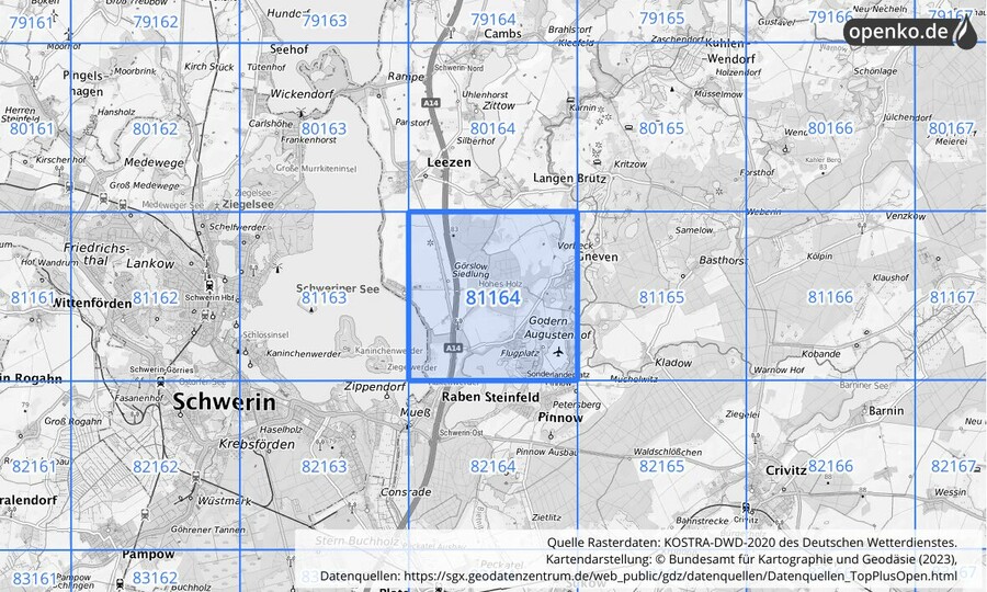 KOSTRA-DWD-2020 Rasterfeld Nr. 81164