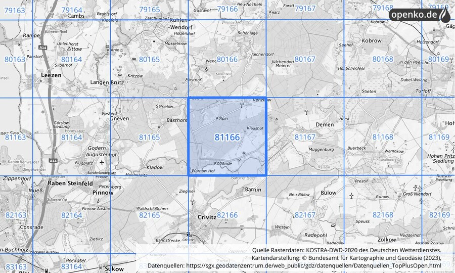 KOSTRA-DWD-2020 Rasterfeld Nr. 81166