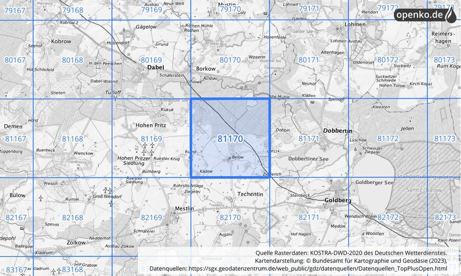 KOSTRA-DWD-2020 Rasterfeld Nr. 81170