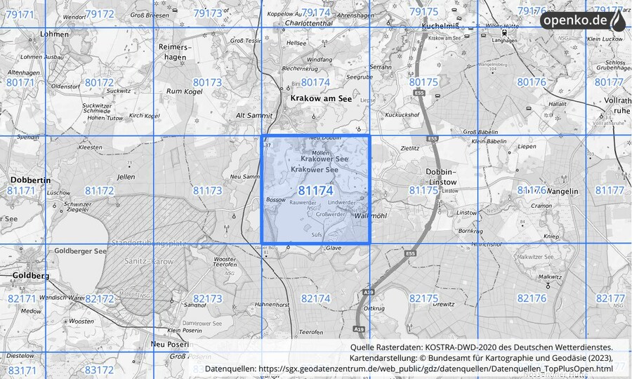 KOSTRA-DWD-2020 Rasterfeld Nr. 81174