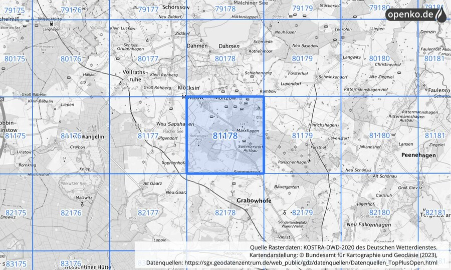 KOSTRA-DWD-2020 Rasterfeld Nr. 81178