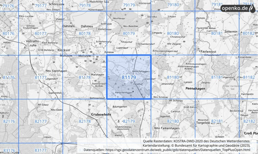 KOSTRA-DWD-2020 Rasterfeld Nr. 81179