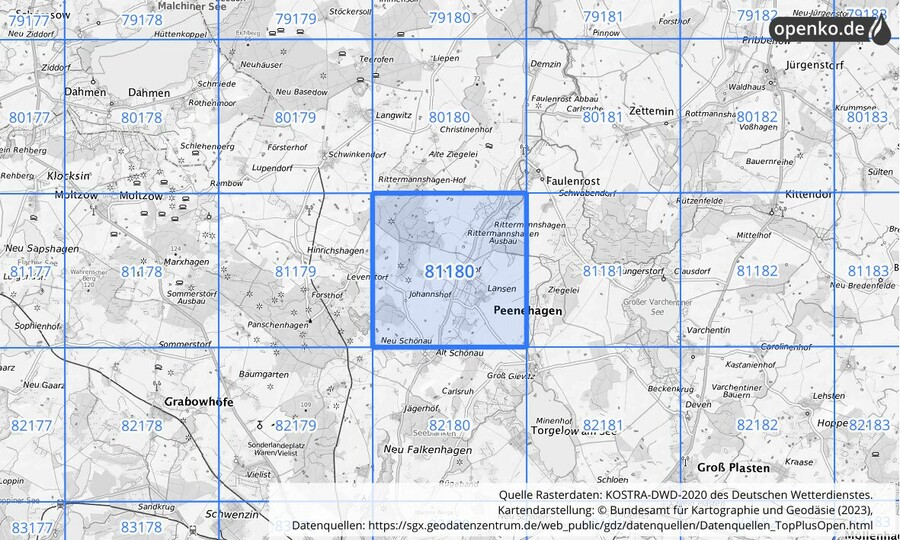 KOSTRA-DWD-2020 Rasterfeld Nr. 81180