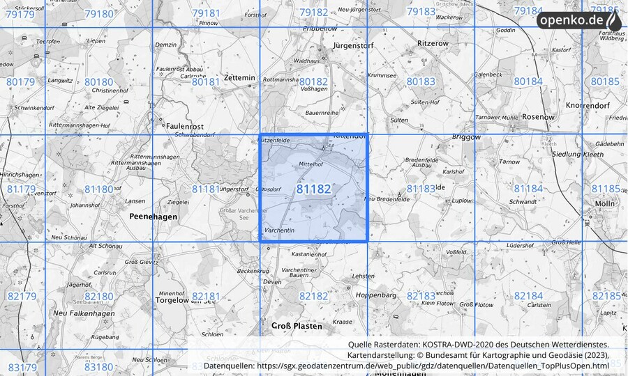 KOSTRA-DWD-2020 Rasterfeld Nr. 81182