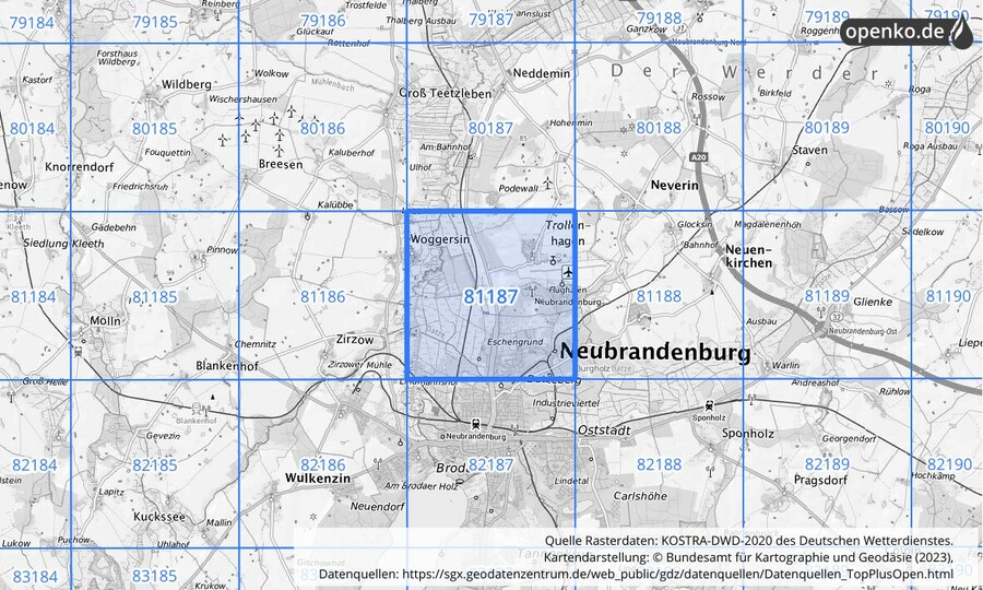 KOSTRA-DWD-2020 Rasterfeld Nr. 81187