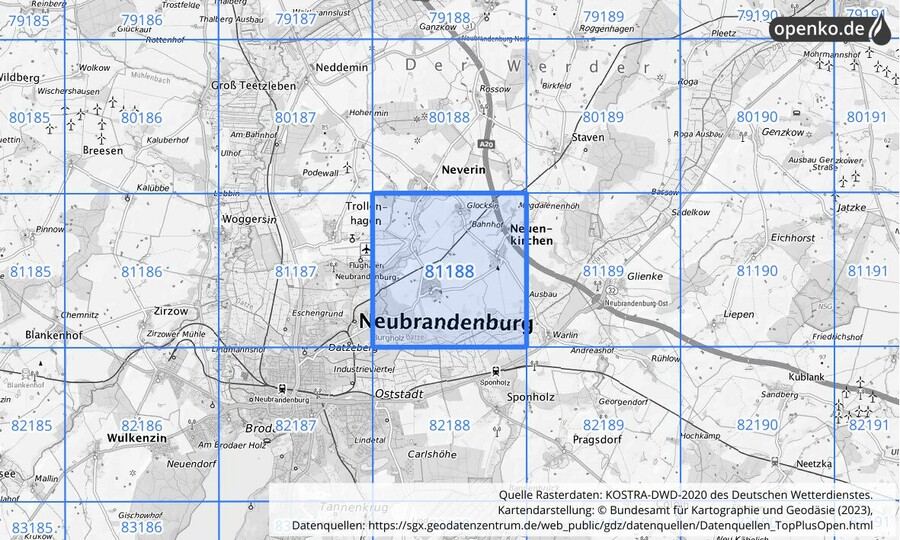 KOSTRA-DWD-2020 Rasterfeld Nr. 81188