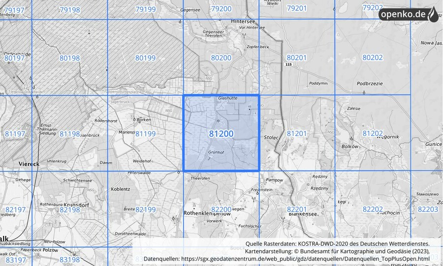 KOSTRA-DWD-2020 Rasterfeld Nr. 81200