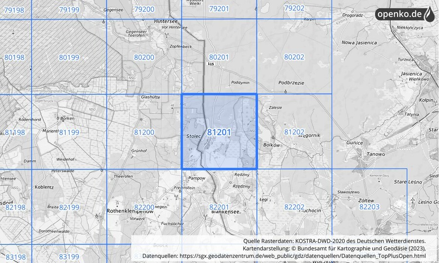 KOSTRA-DWD-2020 Rasterfeld Nr. 81201