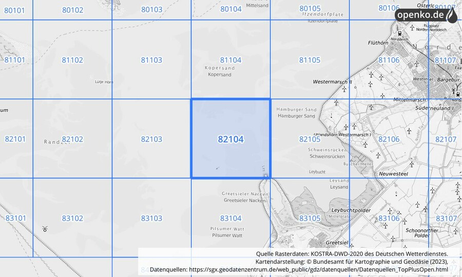 KOSTRA-DWD-2020 Rasterfeld Nr. 82104