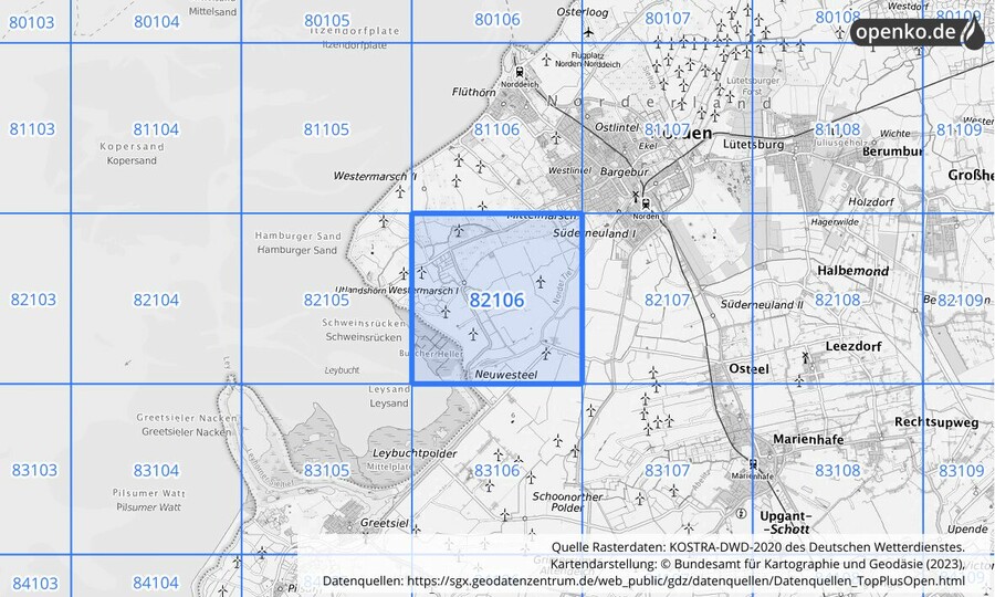 KOSTRA-DWD-2020 Rasterfeld Nr. 82106