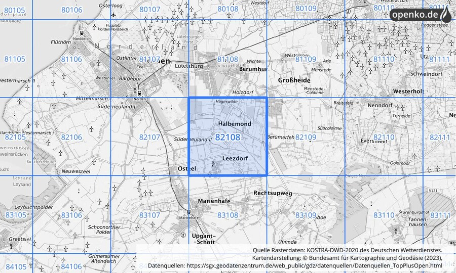 KOSTRA-DWD-2020 Rasterfeld Nr. 82108