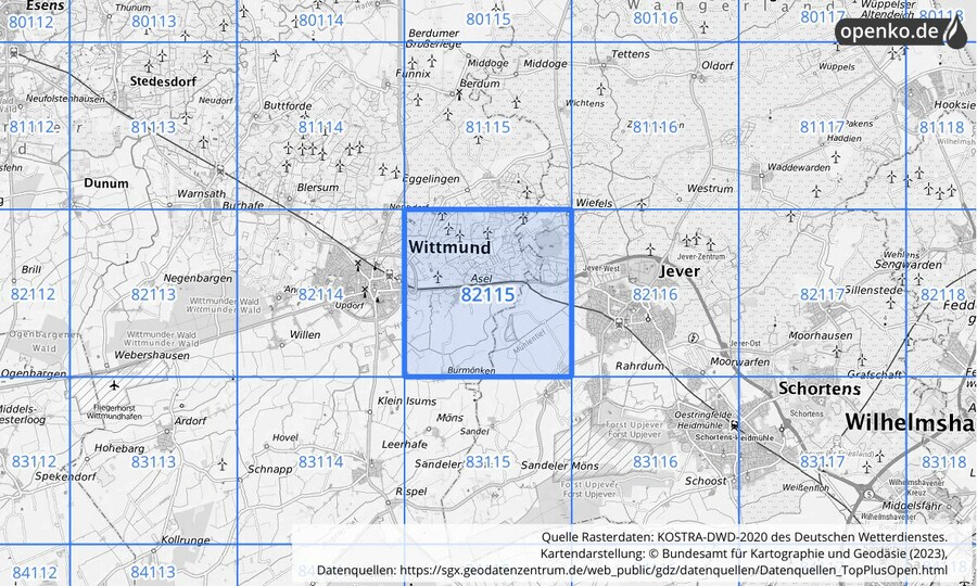 KOSTRA-DWD-2020 Rasterfeld Nr. 82115