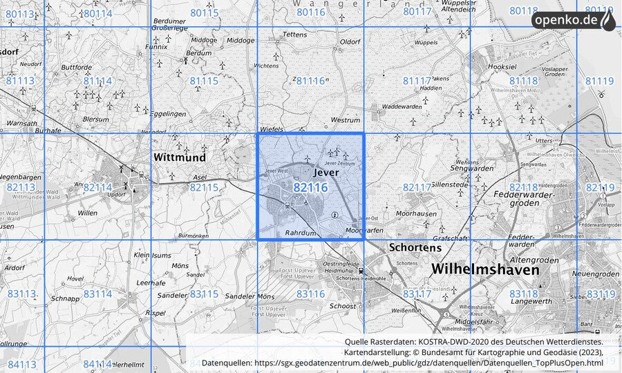 KOSTRA-DWD-2020 Rasterfeld Nr. 82116