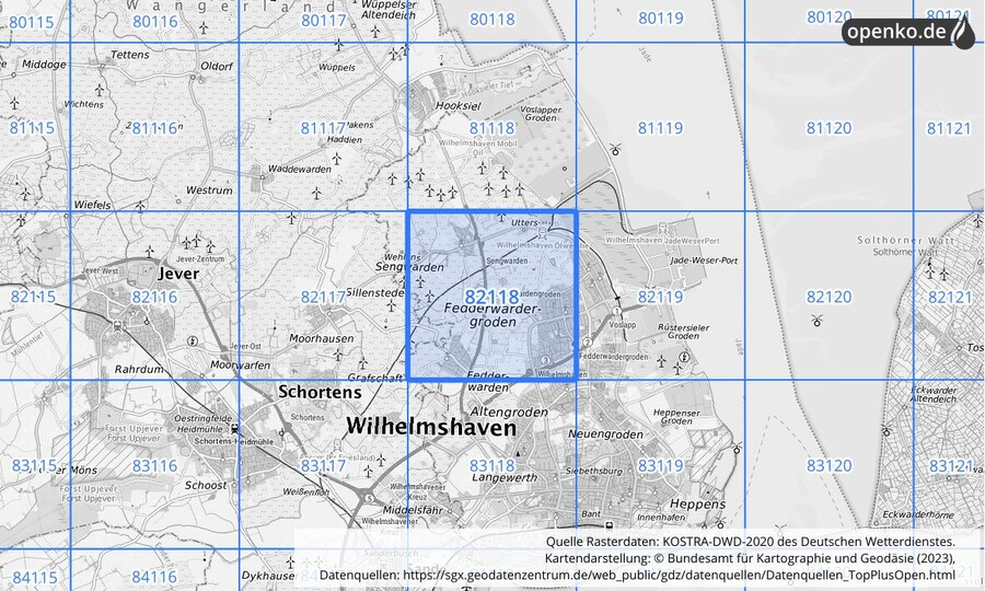 KOSTRA-DWD-2020 Rasterfeld Nr. 82118