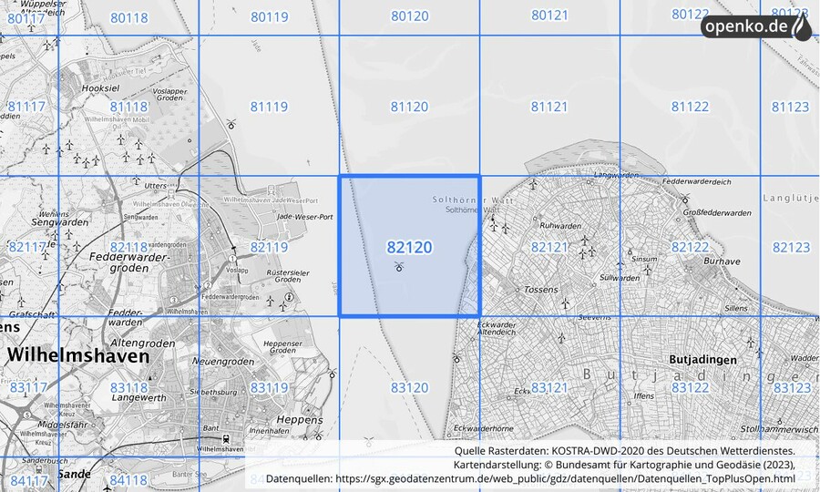 KOSTRA-DWD-2020 Rasterfeld Nr. 82120