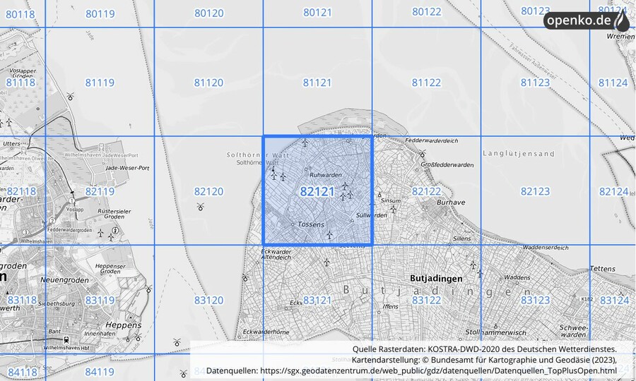 KOSTRA-DWD-2020 Rasterfeld Nr. 82121