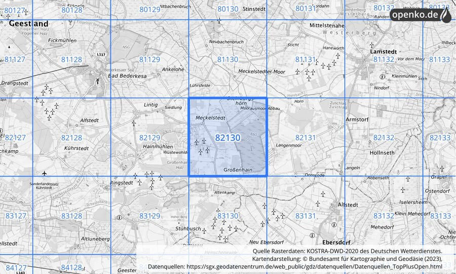 KOSTRA-DWD-2020 Rasterfeld Nr. 82130